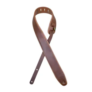 Colonial Leather - 2.5 Padded Upholstery Leather Guitar Strap - Brown & Tan