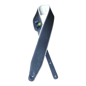 Colonial Leather - 3.0 Padded Upholstery Leather Guitar Strap - Black & White