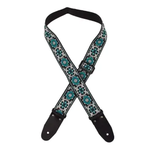 Colonial Leather - Jacquard Rag Strap - Aqua Flower