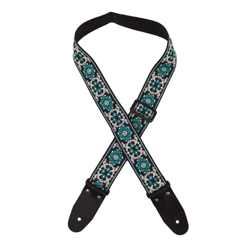 Colonial Leather - Jacquard Rag Strap - Aqua Flower