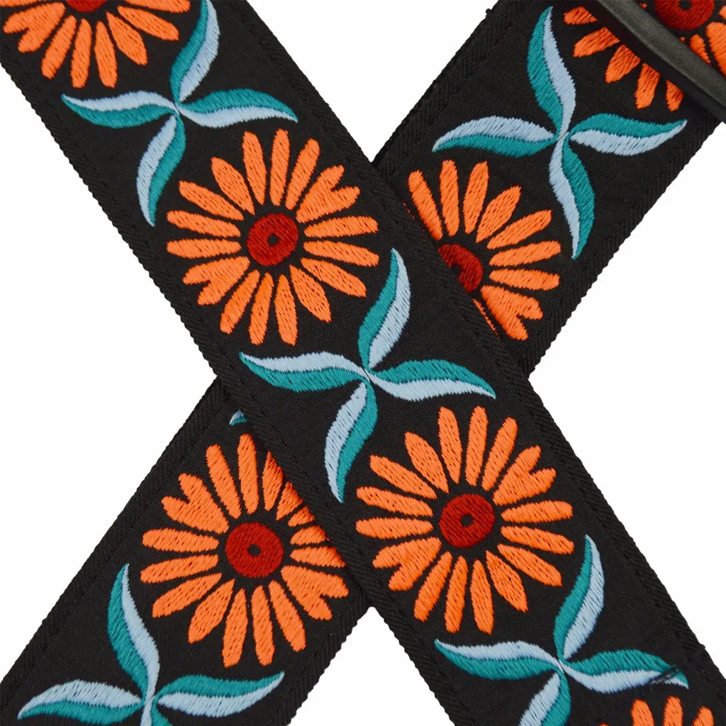 Colonial Leather - Jacquard Rag Strap - Orange Daisy