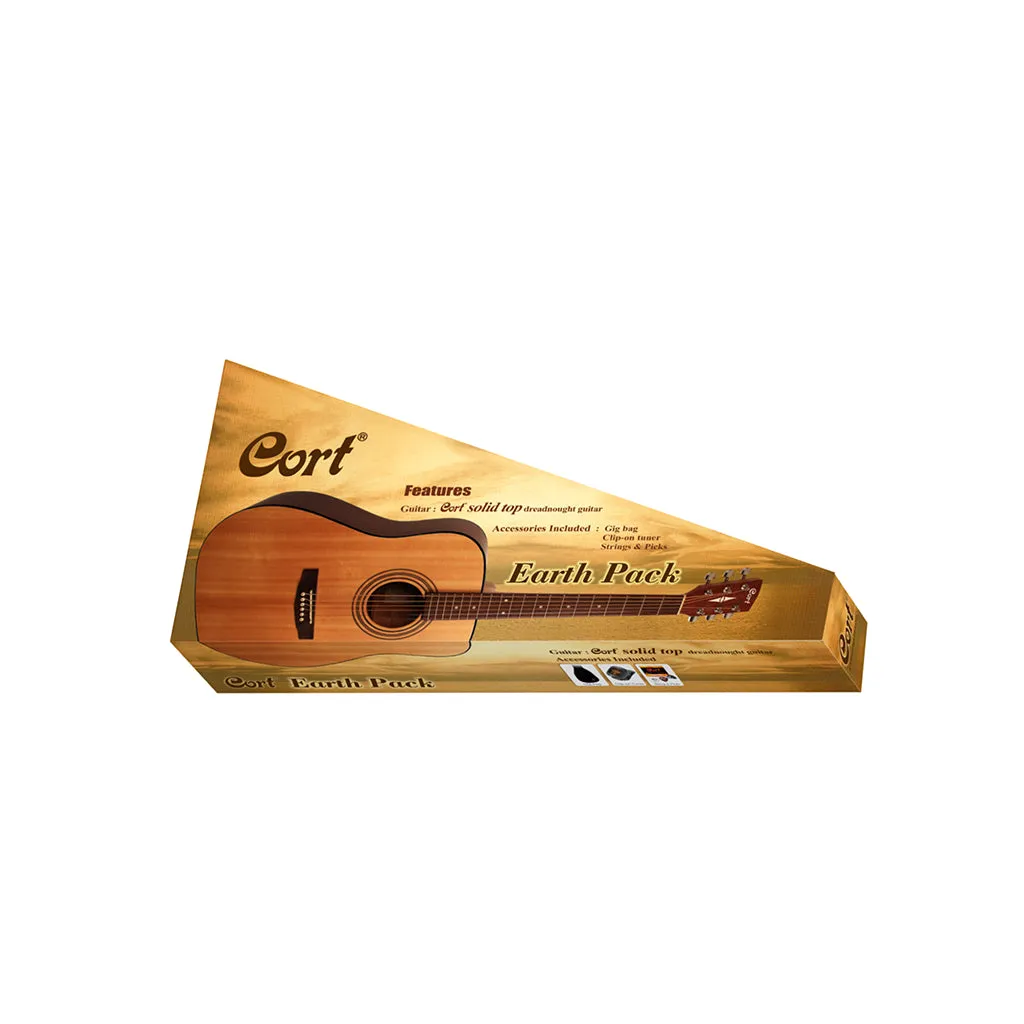 Cort Earth Acoustic Guitar Pack - Open Pore Natural