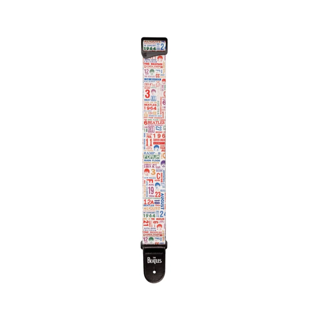 D'Addario Beatles 1964 US Tour Ticket Stubs Guitar Strap, Multi Color