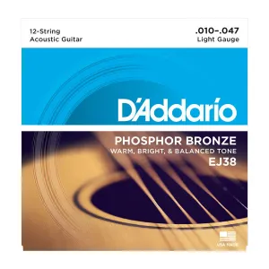 D'addario EJ38 Phosphor Bronze 12 String 10-47