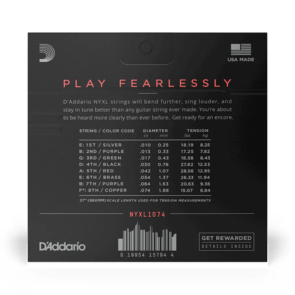 D'Addario - NYXL1074 10-74 Light Top / Heavy Bottom 8 String Set