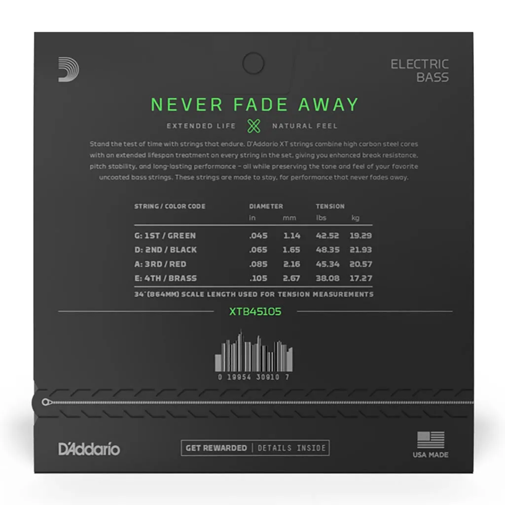 D'Addario - XTB45105 - XT Bass Nickel 45-105 Long Scale - Bass Strings