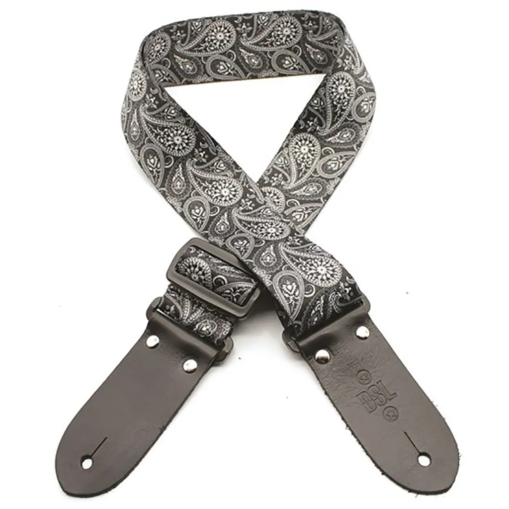 DSL - DP20 Guitar Strap, Digital Printed Webbing, 2" - Black Paisley