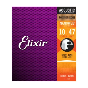 Elixir 16002 Nanoweb Phosphor Bronze Extra Light 10-47