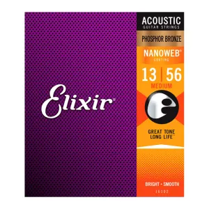 Elixir 16102 Nanoweb Phosphor Bronze Medium 13-56