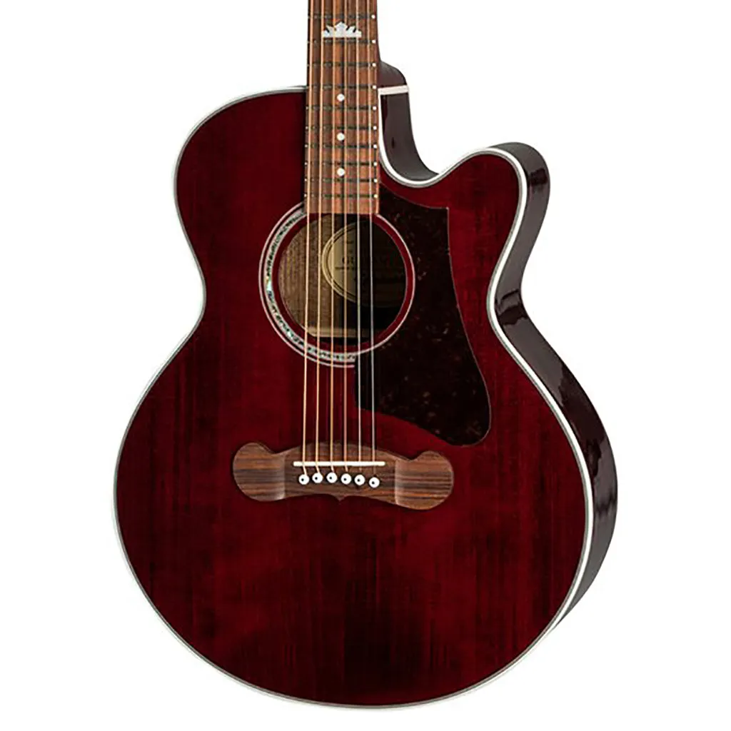 Epiphone J-200 EC Studio Parlour Acoustic Guitar - Wine Red