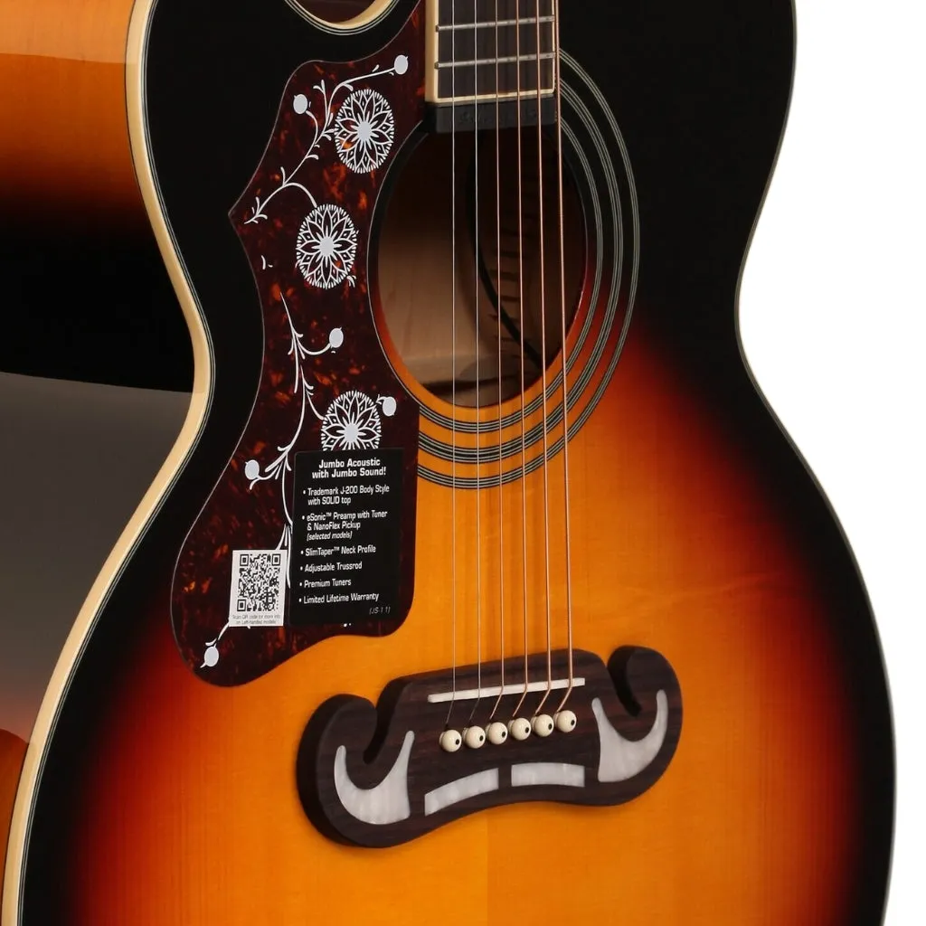 Epiphone J200EC Studio Left Handed - Vintage Sunburst