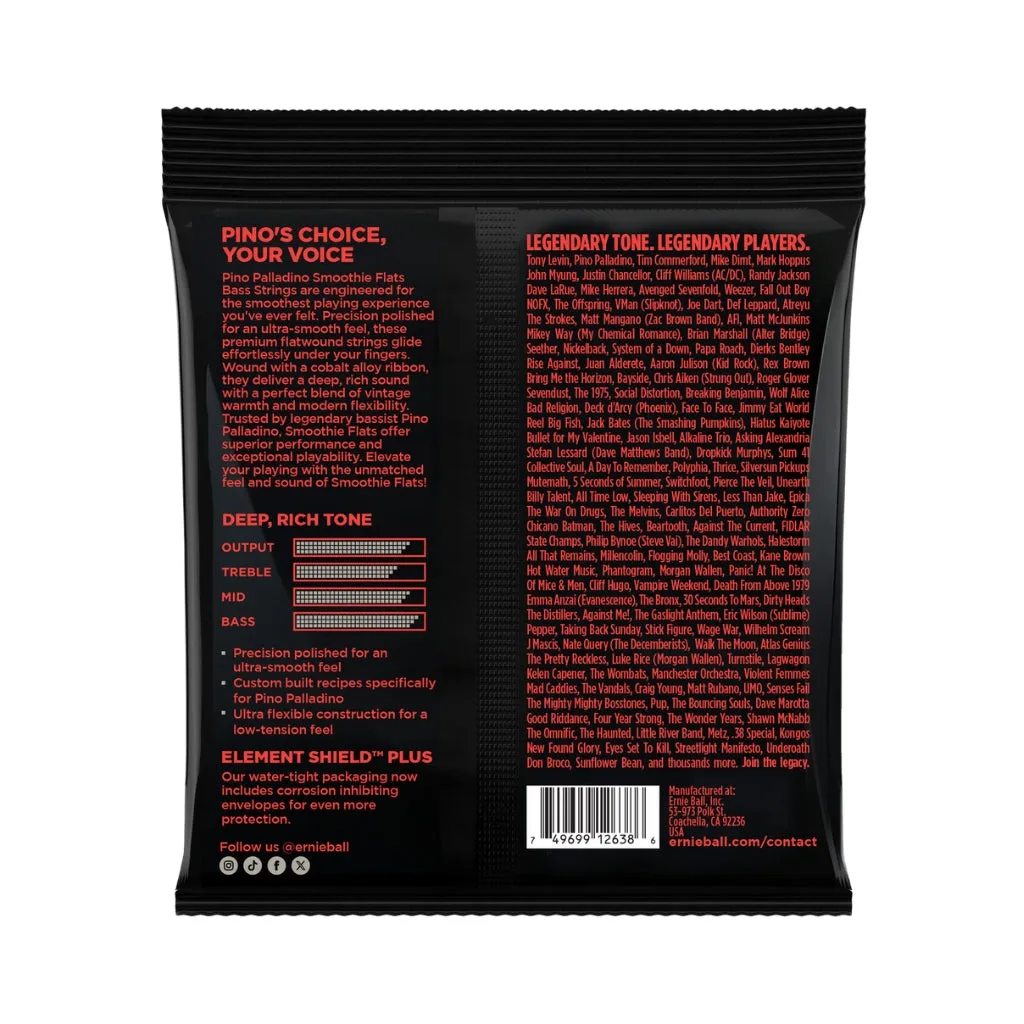 Ernie Ball 2749 Pino Palladino Smoothie Flats Electric Bass Guitar Strings - .043-.108 Medium