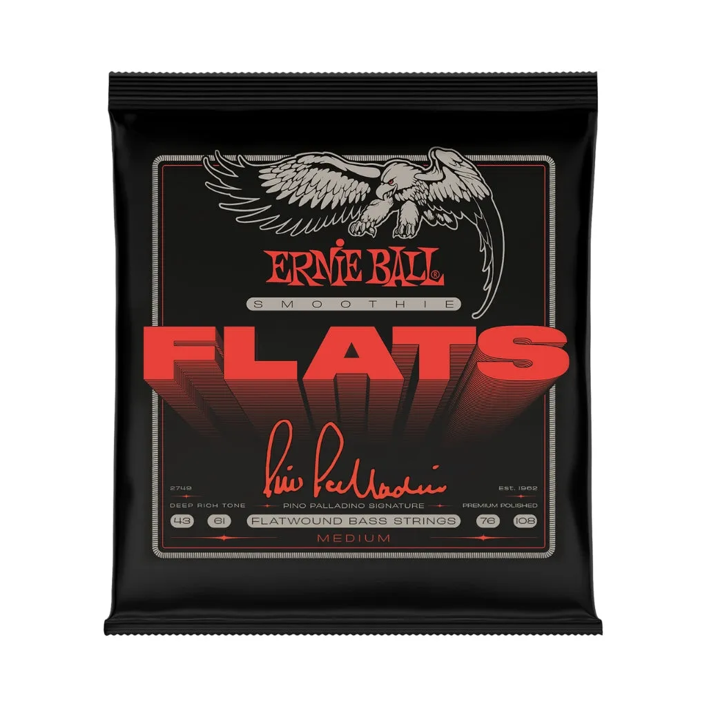 Ernie Ball 2749 Pino Palladino Smoothie Flats Electric Bass Guitar Strings - .043-.108 Medium