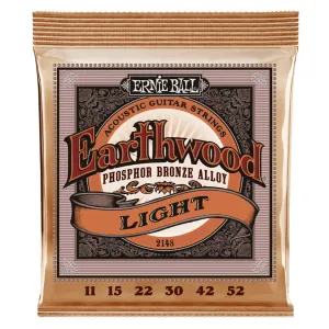Ernie Ball Earthwood Light Phosphor Bronze Acoustic Guitar String, 11-52 Gauge
