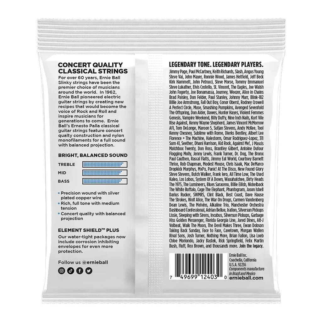 Ernie Ball Ernesto Palla Clear and Silver Nylon Classical Guitar String