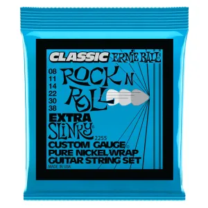 Ernie Ball Extra Slinky Classic Rock n Roll Pure Nickel Wrap Electric Guitar String, 8-38 Gauge