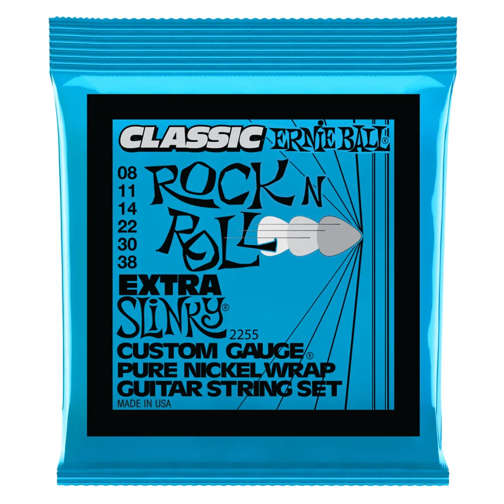 Ernie Ball Extra Slinky Classic Rock n Roll Pure Nickel Wrap Electric Guitar String, 8-38 Gauge