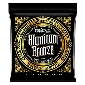 Ernie Ball Medium Light Aluminum Bronze Acoustic Guitar Strings, 12-54 Gauge