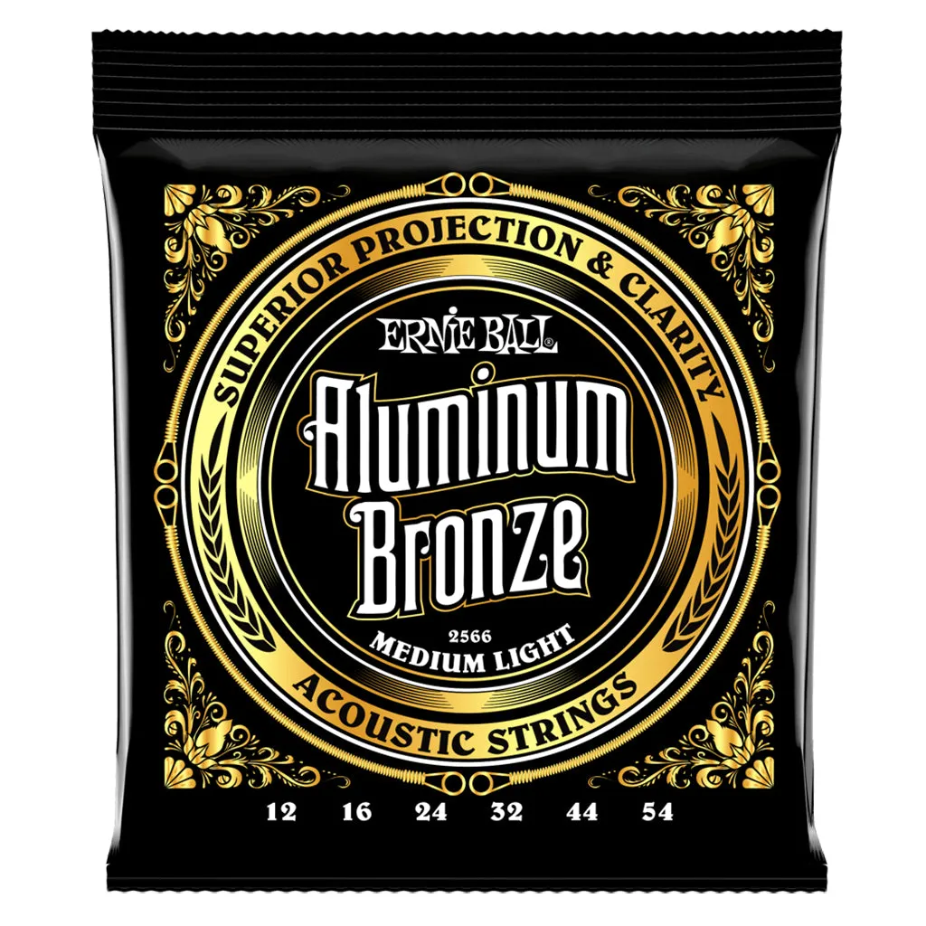 Ernie Ball Medium Light Aluminum Bronze Acoustic Guitar Strings, 12-54 Gauge