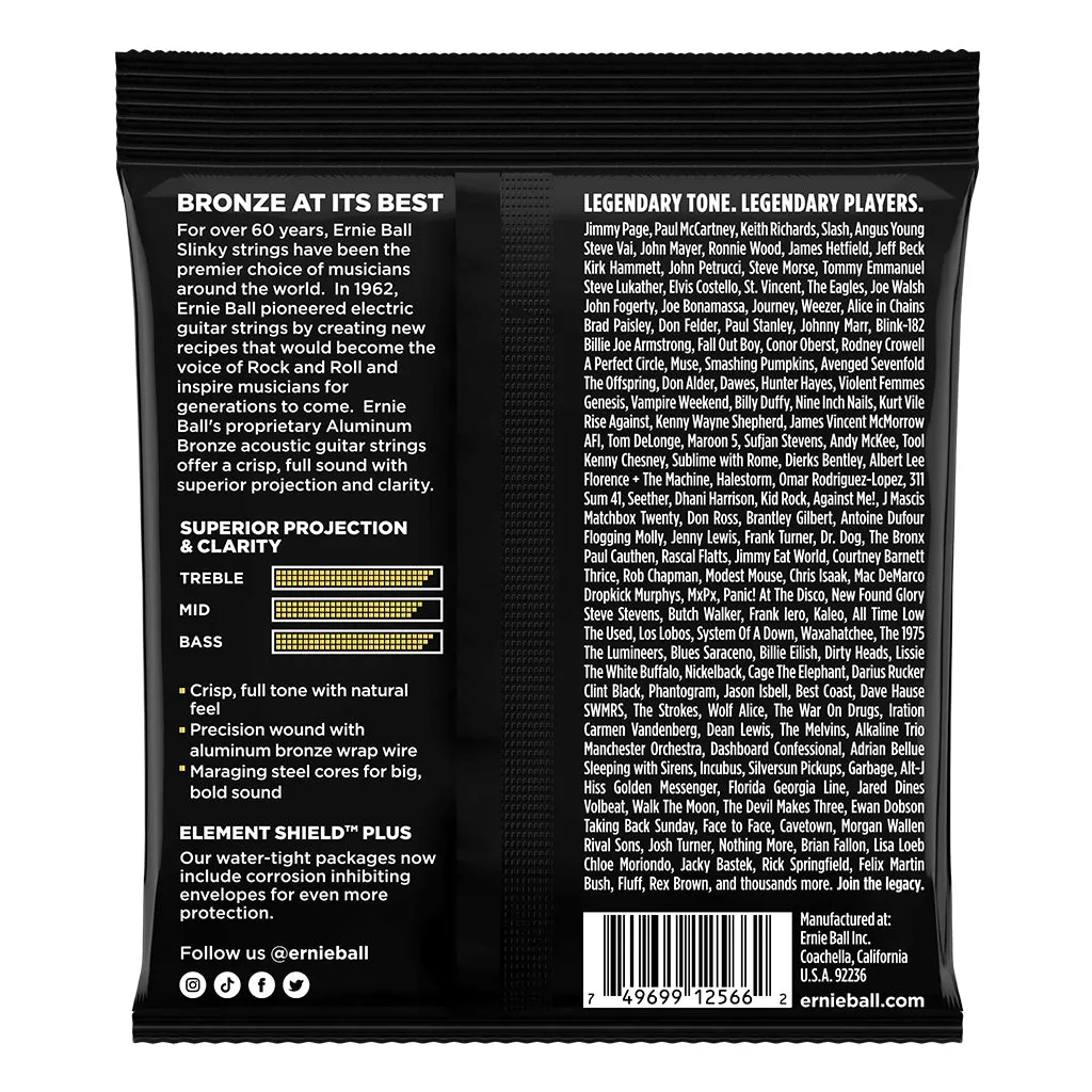Ernie Ball Medium Light Aluminum Bronze Acoustic Guitar Strings, 12-54 Gauge