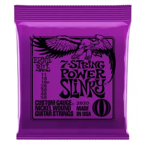 Ernie Ball Power Slinky 7-String Nickel Wound Electric Guitar Strings, 11-58 Gauge