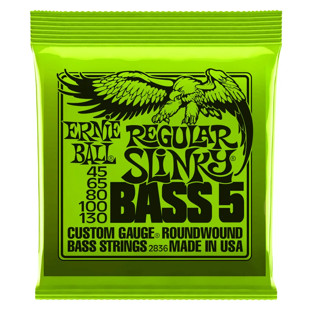 Ernie Ball Regular Slinky 5-String Nickel Wound Electric Bass Strings, 45-130 Gauge