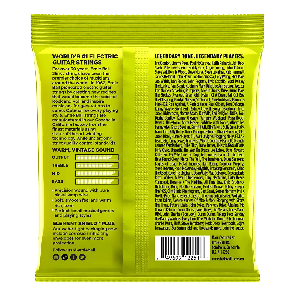 Ernie Ball Regular Slinky Classic Rock n Roll Pure Nickel Wrap Electric Guitar Strings - 10-46 Gauge