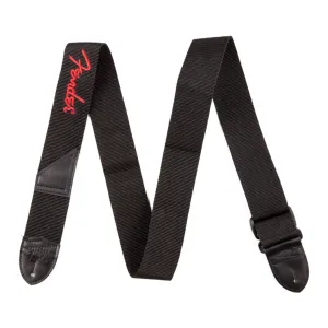 Fender - 2" Black Poly Strap - Red Fender Logo