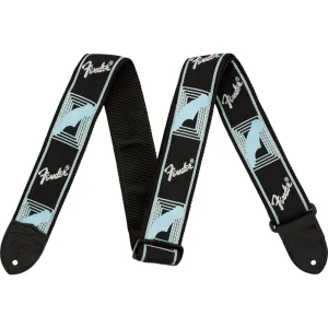 Fender 2" Monogrammed Strap, Black/Light Grey/Blue
