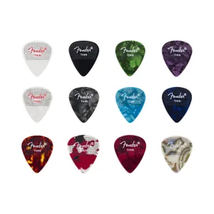 Fender 351 Dotted Celluloid Guitar Picks - Thin, 12-pack