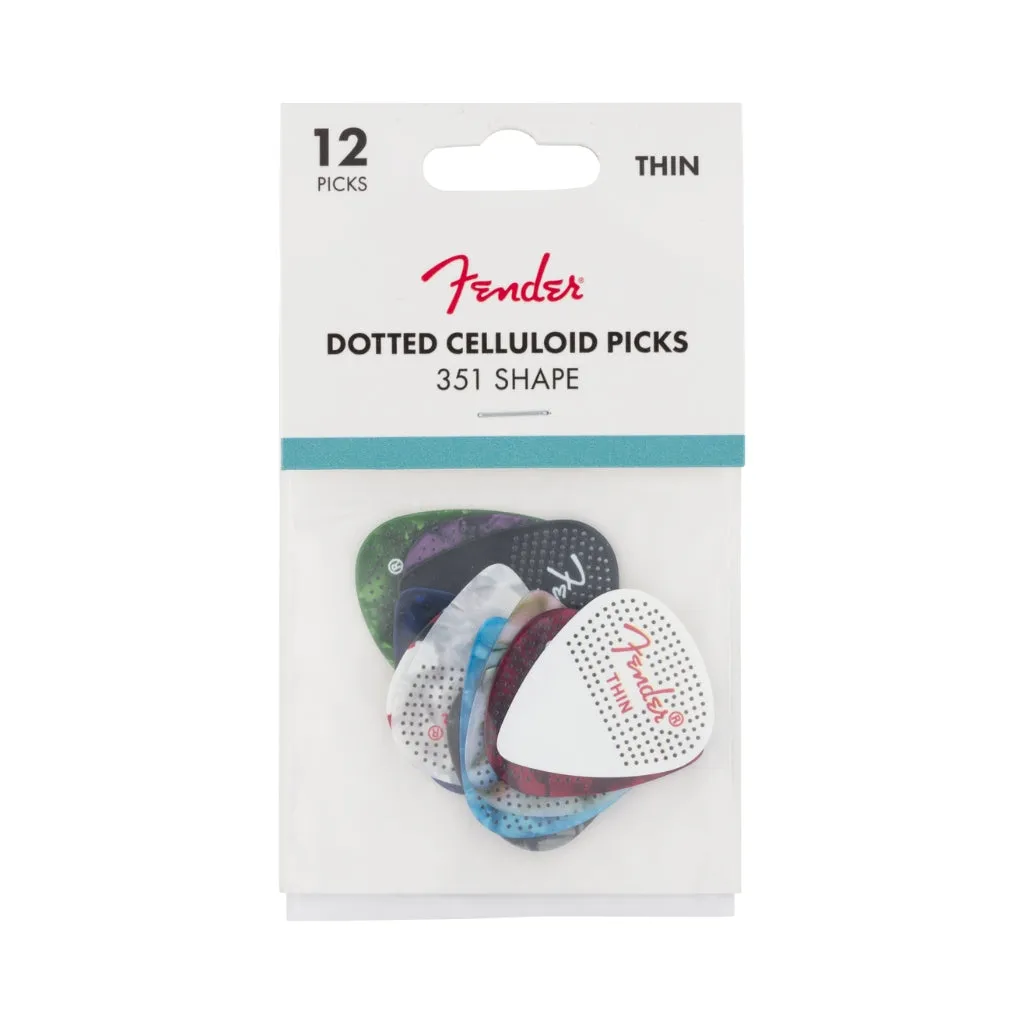 Fender 351 Dotted Celluloid Guitar Picks - Thin, 12-pack