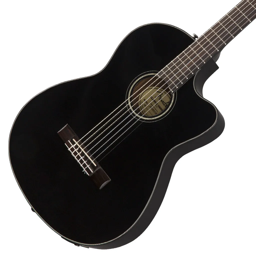 Fender CN-140SCE Nylon Thinline - Black - Walnut Fingerboard
