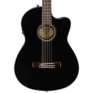 Fender CN-140SCE Nylon Thinline - Black - Walnut Fingerboard