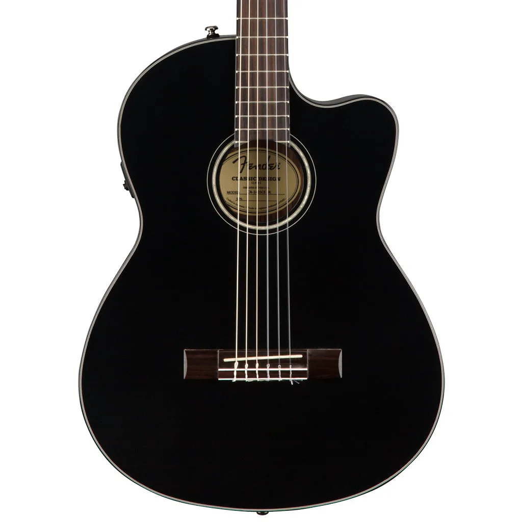 Fender CN-140SCE Nylon Thinline - Black - Walnut Fingerboard