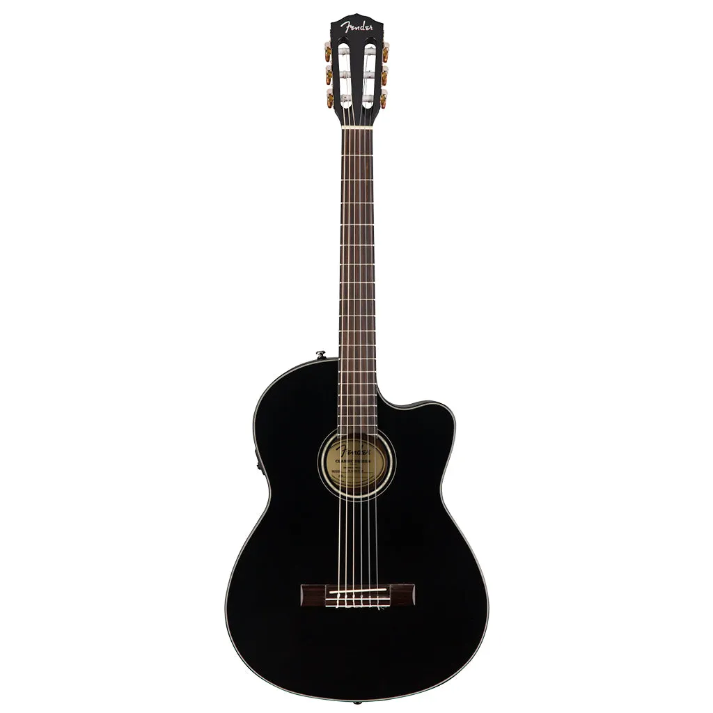 Fender CN-140SCE Nylon Thinline - Black - Walnut Fingerboard