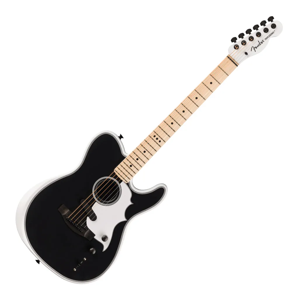 Fender Limited Edition Jack White Triplesonic Acoustasonic Telecaster with Ebony Fingerboard - Arctic White and Black Top