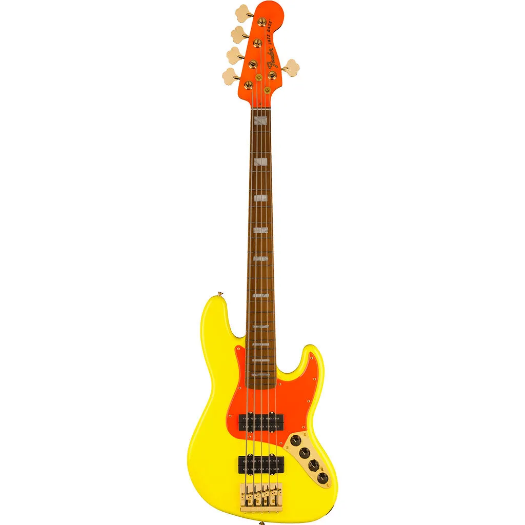 Fender MonoNeon Jazz Bass V, Maple Fingerboard, Neon Yellow