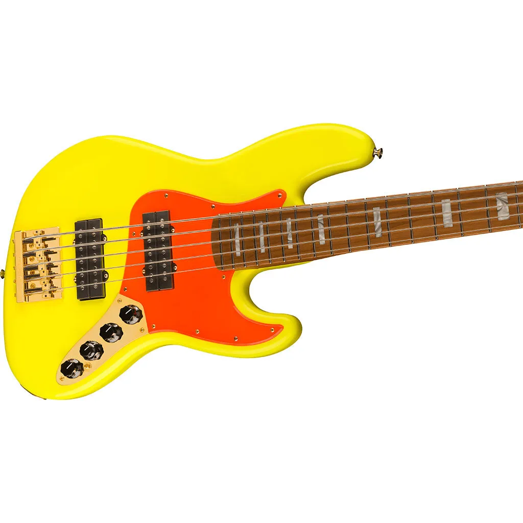 Fender MonoNeon Jazz Bass V, Maple Fingerboard, Neon Yellow