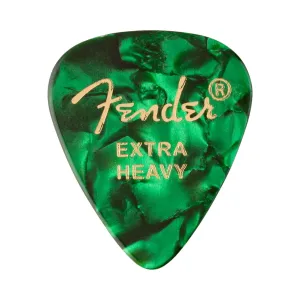 Fender Premium Celluloid 351 Shape Picks Extra Heavy Green Moto 12 Pack