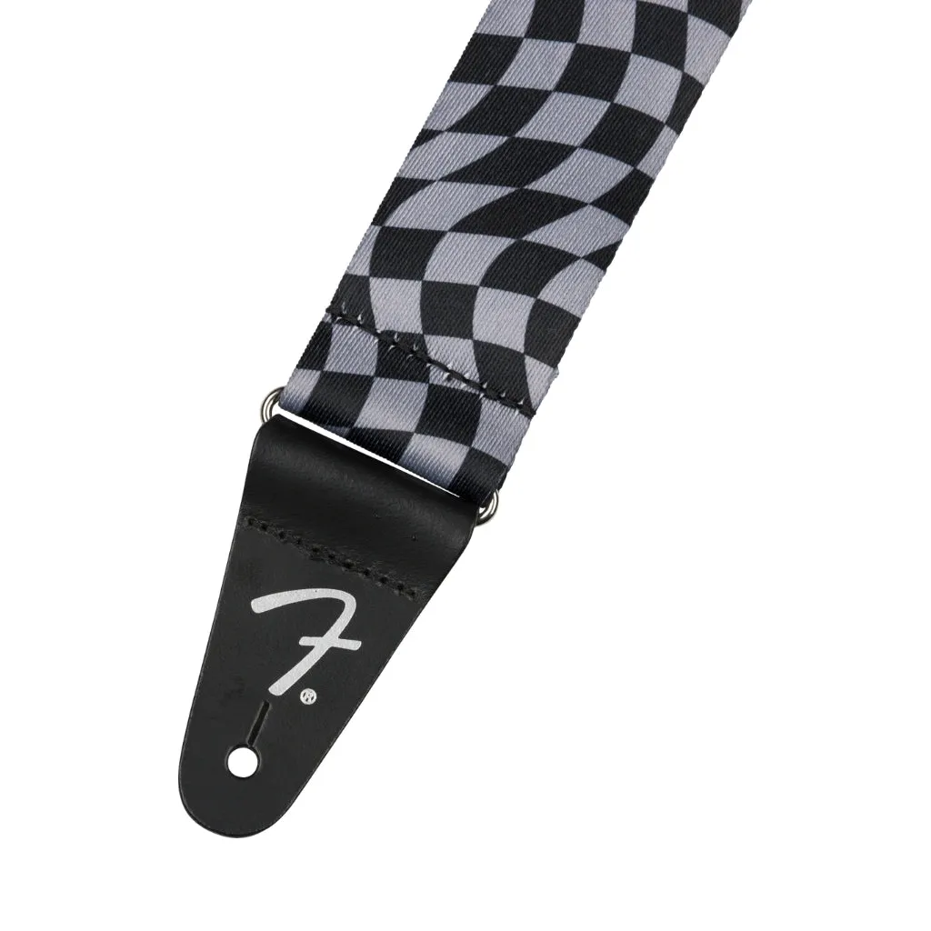 Fender Wavy Checkerboard Guitar Strap - Gray and Black, 2"