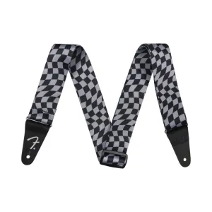 Fender Wavy Checkerboard Guitar Strap - Gray and Black, 2"