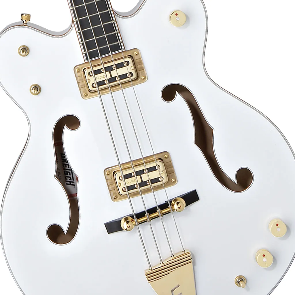 G6136LSB White Falcon Bass, 34" Scale, Ebony Fingerboard, White