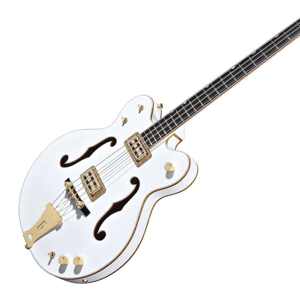 G6136LSB White Falcon Bass, 34" Scale, Ebony Fingerboard, White