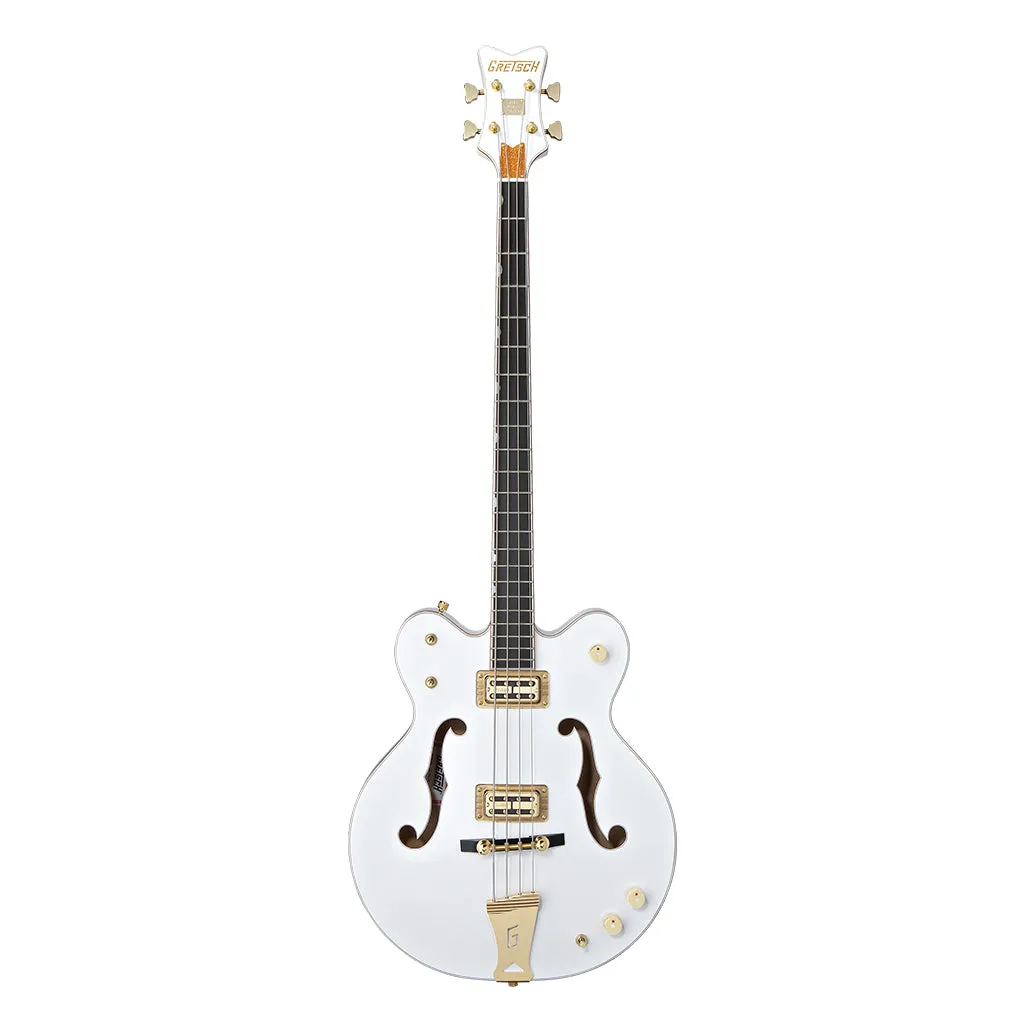 G6136LSB White Falcon Bass, 34" Scale, Ebony Fingerboard, White