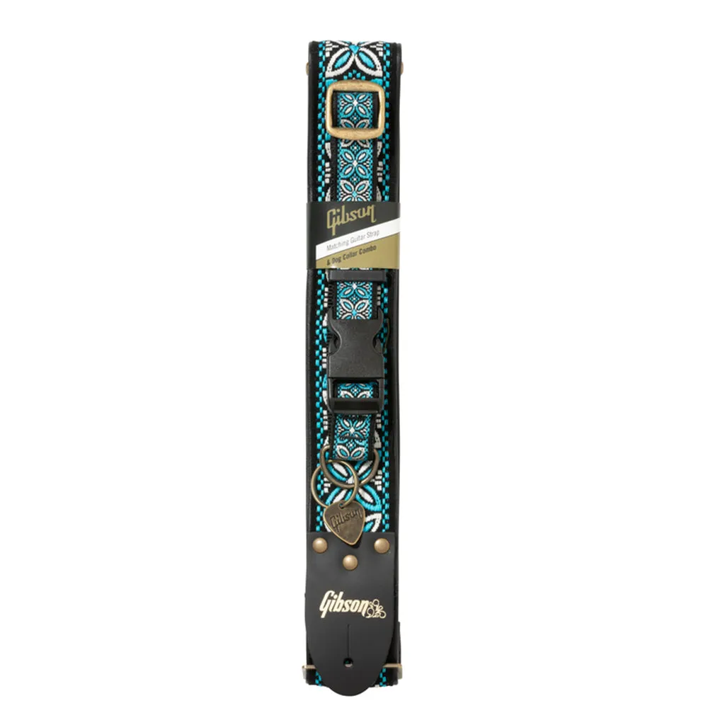Gibson Dog GTR Strap & Collar Set Blue MD 18-27KG