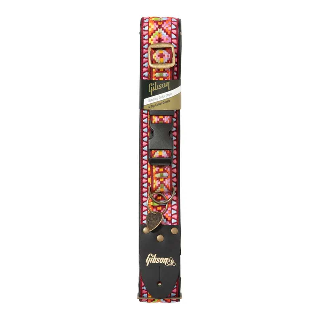 Gibson Dog GTR Strap & Collar Set Pink MD 18-27KG