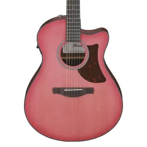 Ibanez AAM50CE Natural Open Pore Back and Sides Acoustic Guitar - Coral Red Burst Open Pore Top