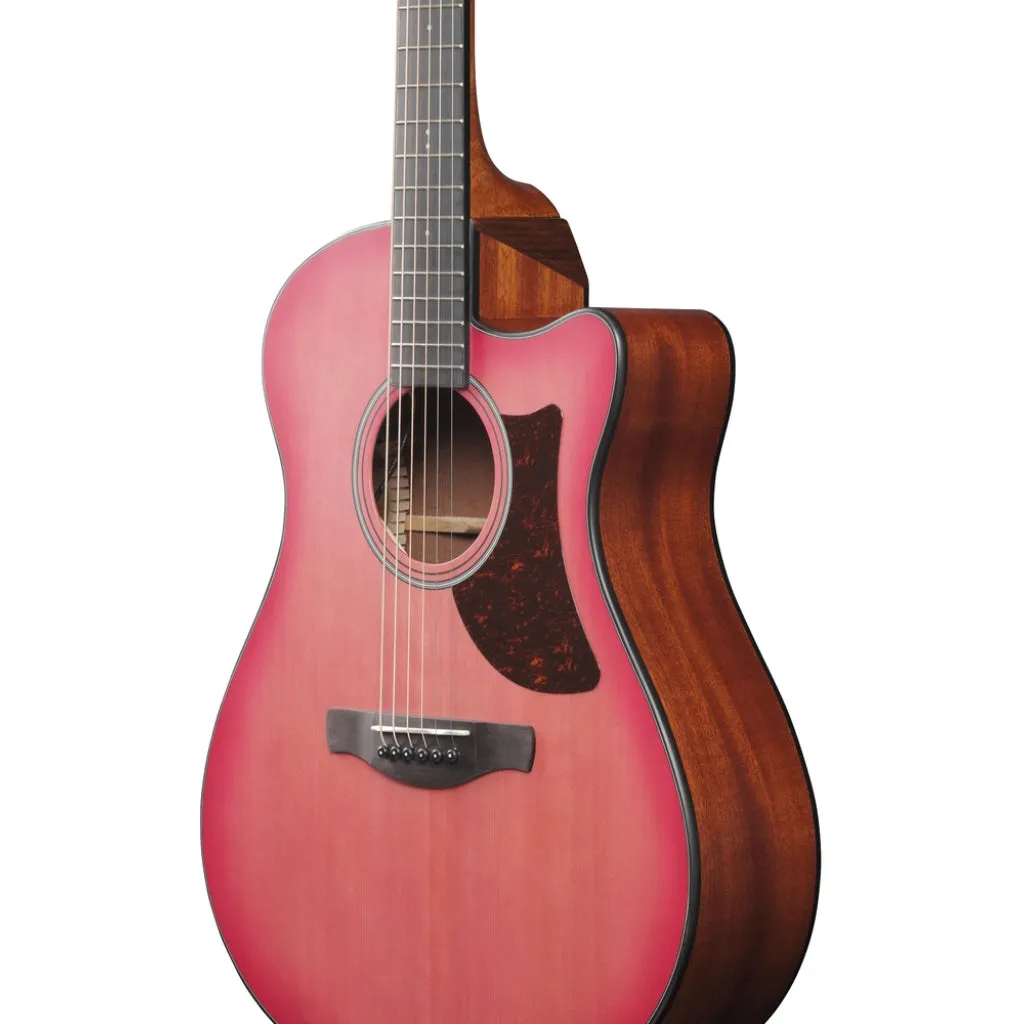 Ibanez AAM50CE Natural Open Pore Back and Sides Acoustic Guitar - Coral Red Burst Open Pore Top