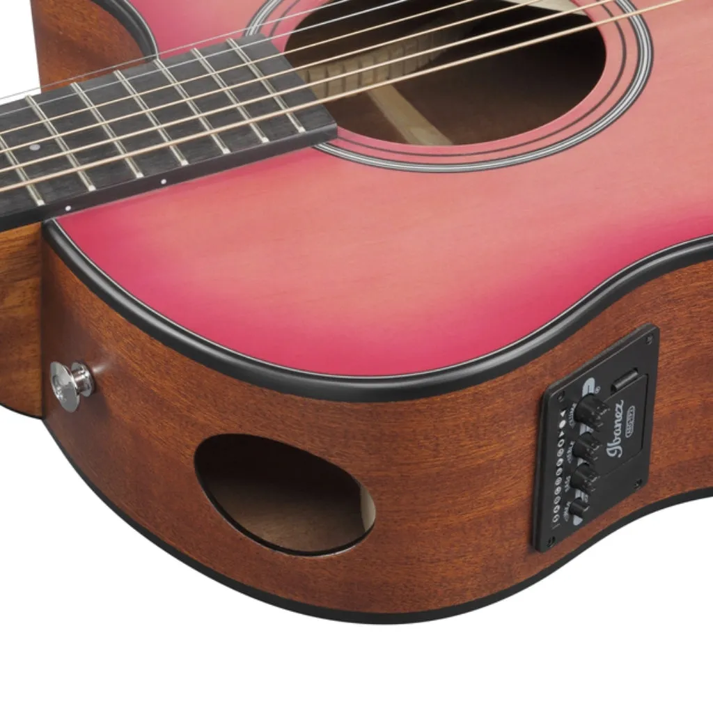 Ibanez AAM50CE Natural Open Pore Back and Sides Acoustic Guitar - Coral Red Burst Open Pore Top