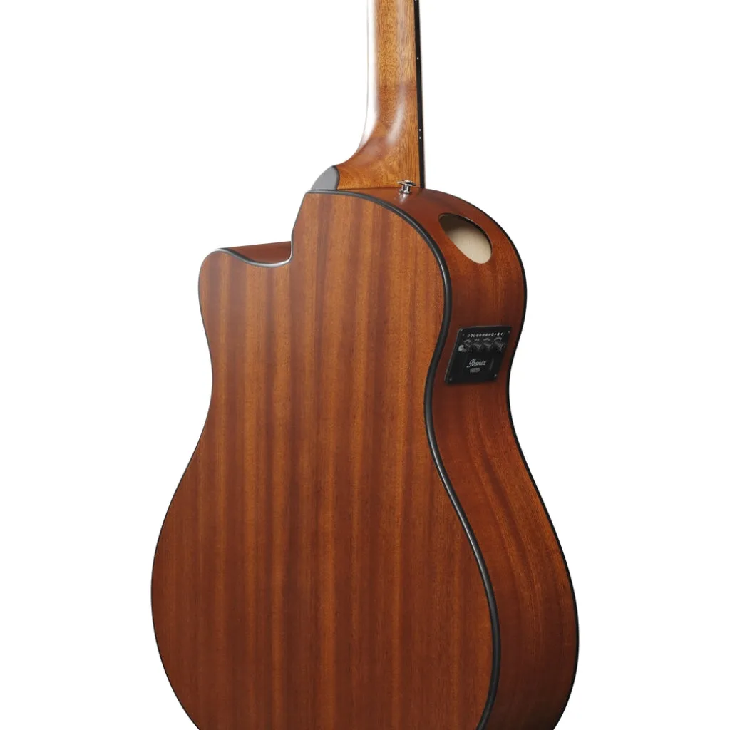 Ibanez AAM50CE Natural Open Pore Back and Sides Acoustic Guitar - Coral Red Burst Open Pore Top